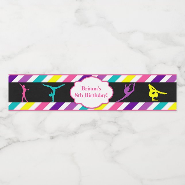 Gymnastik Geburtstagsparty Wasserflaschenetikett (Einzelnes Label)