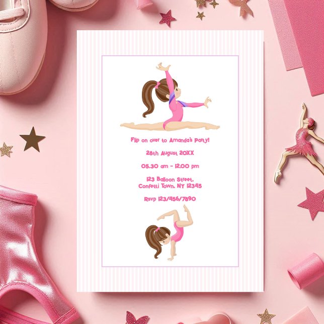 Gymnastik Girl Birthday Party Foto Einladung (Gymnastics Girl Birthday Party Photo Invitation)