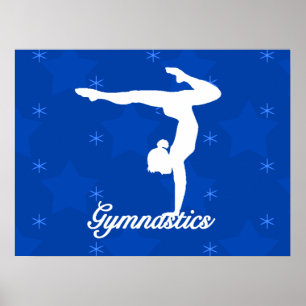 Gymnastik Girl Blue Stars Poster