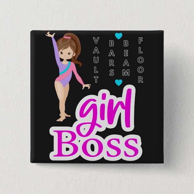 Gymnastik Girl Boss Button (Vorderseite)