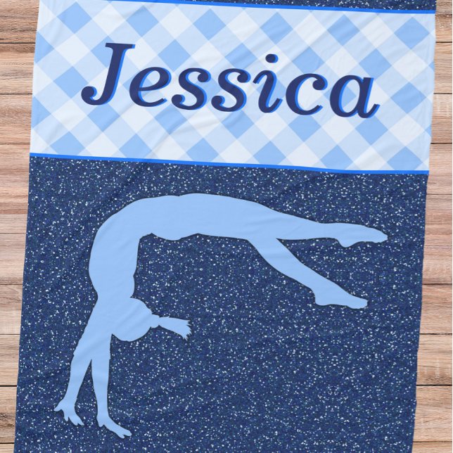 Gymnastik Girl Light Blue Dark Blue Fleecedecke (Von Creator hochgeladen)