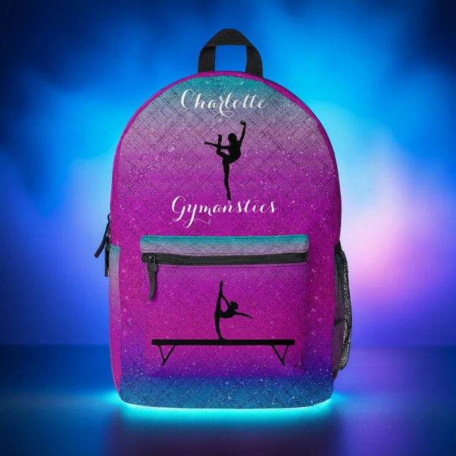 Gymnastik Girl Lila Blue Ombre Bedruckter Rucksack (Von Creator hochgeladen)