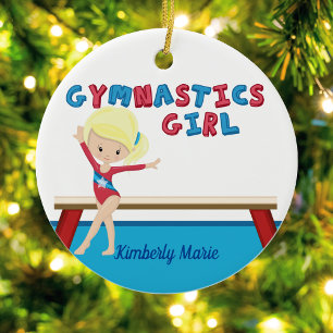 Gymnastik Girl Niedlich Blonde Gymnast Personalisi Keramik Ornament