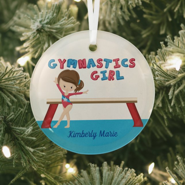 Gymnastik Girl Niedlich Custom Gymnast Weihnachten Ornament Aus Glas (InSitu)