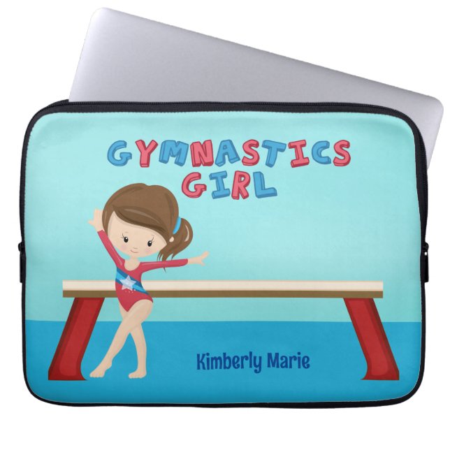 Gymnastik Girl Niedliche Custom Brünett Kids Laptopschutzhülle (Vorderseite)