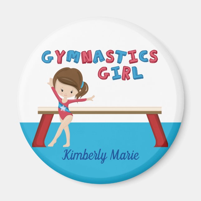 Gymnastik Girl Niedliches Personalisiertes Gymnast Magnet (Vorne)