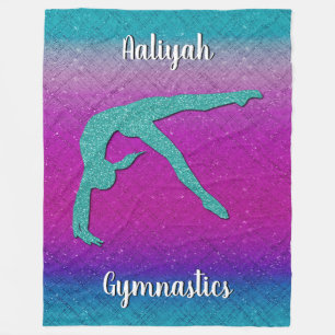 Gymnastik Girl Turquoise Magenta Ombre Fleecedecke