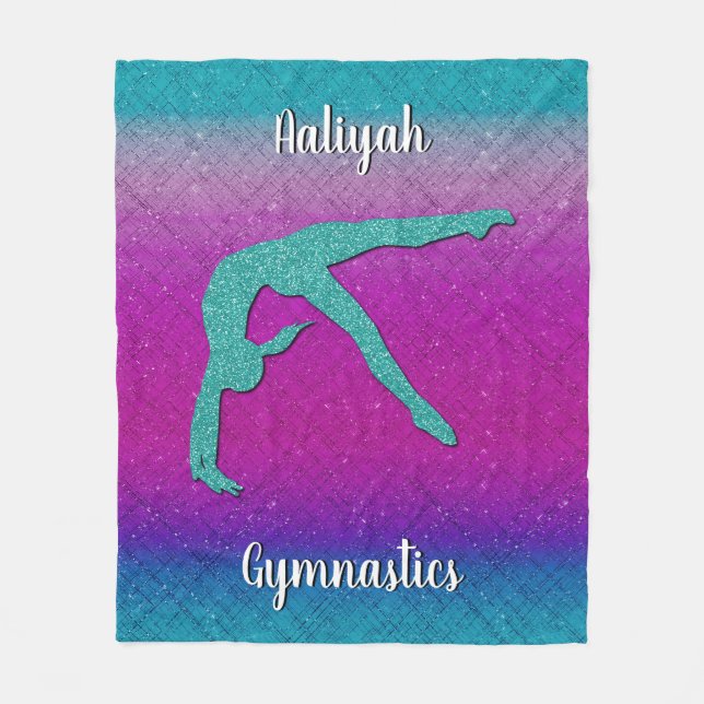 Gymnastik Girl Turquoise Magenta Ombre Fleecedecke (Vorderseite)
