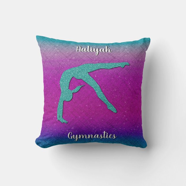 Gymnastik Girl Turquoise Magenta Ombre Kissen (Vorderseite)