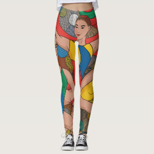 Gymnastik Girls Acro Dancers buntes Muster Leggings