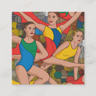 Gymnastik Girls Acro Dancers buntes Muster Quadratische Visitenkarte