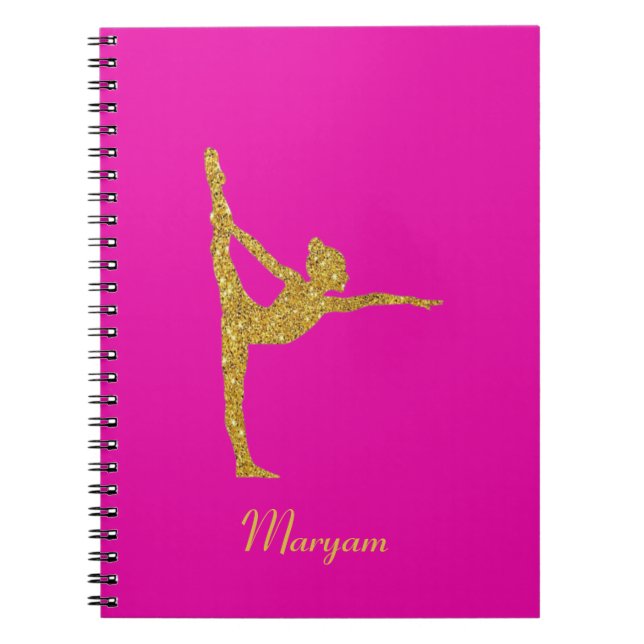 Gymnastik Gold Glitzer Gymnastik Pink Notebook Notizblock (Vorderseite)