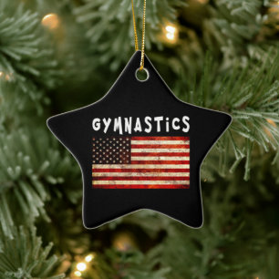 Gymnastik Grunge American USA Flag Keramik Ornament