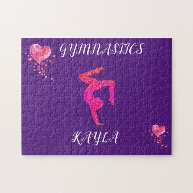Gymnastik Gymnast & Herz personalisiertes Puzzle.  Puzzle (Horizontal)