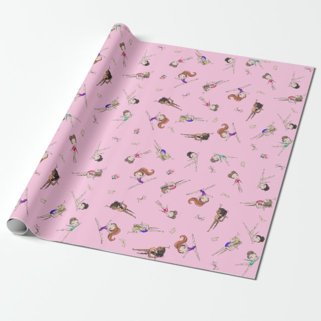 Gymnastik Gymnastik Pink Lila Rainbow Muster Wrap Geschenkpapier (Ungerollt)