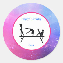 Gymnastik "Happy Birthday" Balance Beam Runder Aufkleber