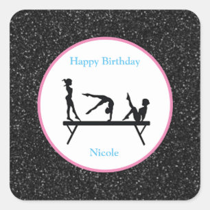 Gymnastik "Happy Birthday" Black Sparkle Stickers