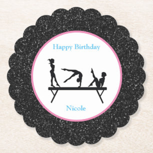 Gymnastik "Happy Birthday" Black Sparkle Untersetzer