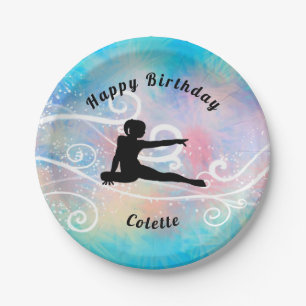 Gymnastik Happy Birthday Custom Swirl Papierplatte Pappteller