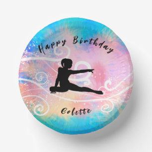 Gymnastik Happy Birthday Custom Swirl Pappteller