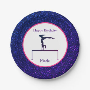 Gymnastik "Happy Birthday" Royal Sparkle Pappteller