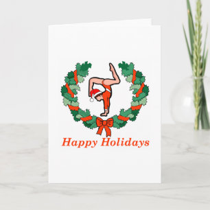 Gymnastik-Happy Holidays Wreath Feiertagskarte