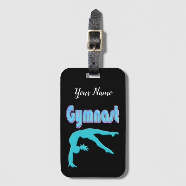 Gymnastik Hinterhand Ausstieg Aquamarin Gepäckanhänger (Vorderseite Vertikal)