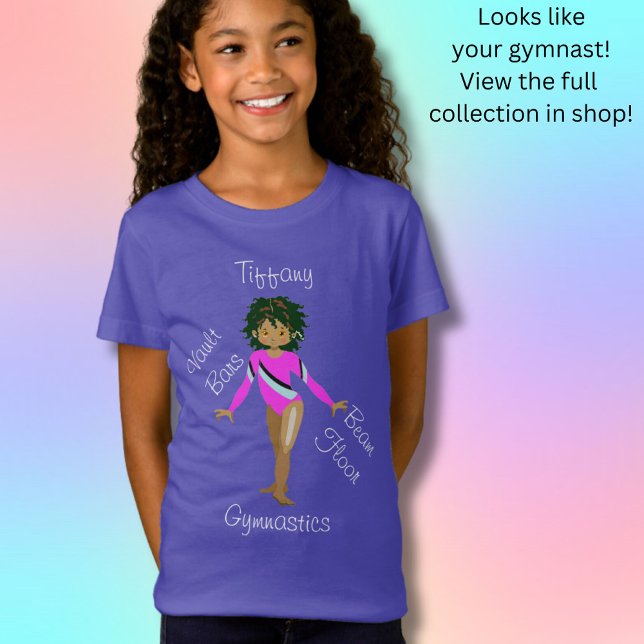 Gymnastik Hispanic, braune Augen, Fuchsia Leotard T-Shirt (Von Creator hochgeladen)
