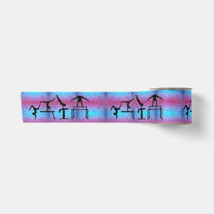 Gymnastik in Rosa und Blau Satinband