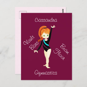 Gymnastik Ingwerhaar, grüne Augen, schwarzes Leo Postkarte