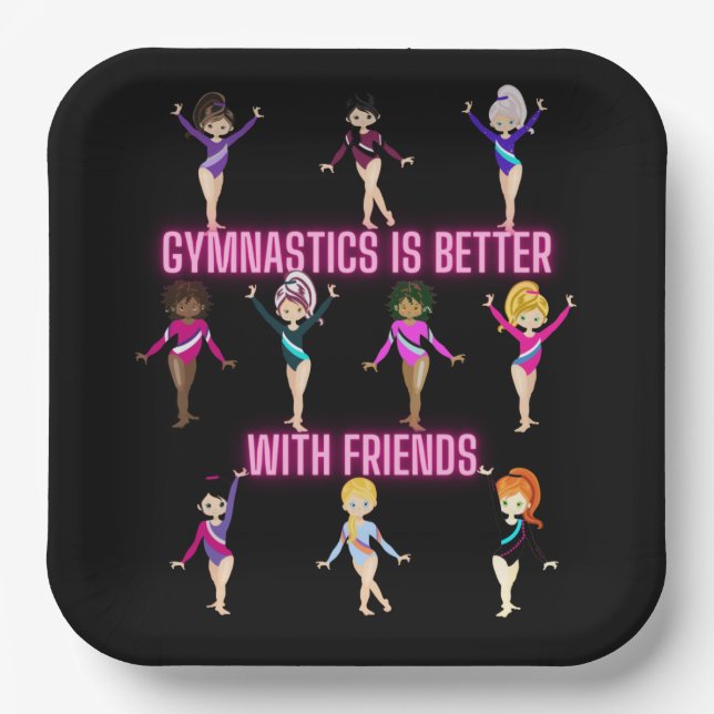 Gymnastik ist besser mit Freunden Pappteller (Vorderseite)