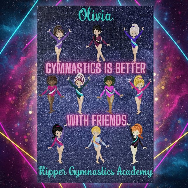 Gymnastik ist besser mit Freunden Personalisiert Puzzle (Personalized 'Gymnastics Is Better With Friends' Puzzle - Custom Name of Gymnast & Academy Gift)