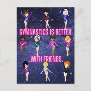 Gymnastik ist besser mit Freunden Postkarte