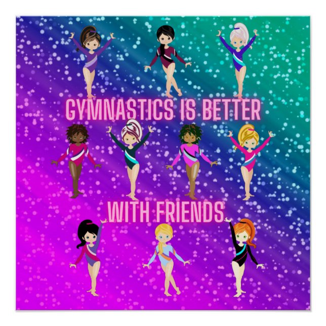 Gymnastik ist besser mit Freunden Super Sparkle Poster (Vorderseite)