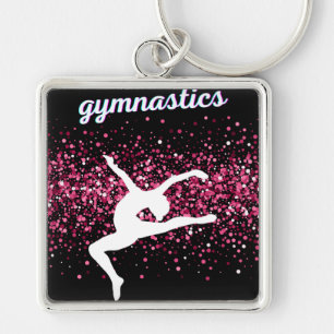 Gymnastik Leap Pink Glitzer Schlüsselanhänger