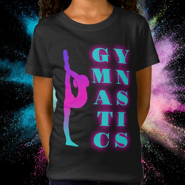 Gymnastik Lila Rosa Türkis Ombre T-Shirt (Gymnastics Purple Pink Turquoise Ombre T-Shirt)
