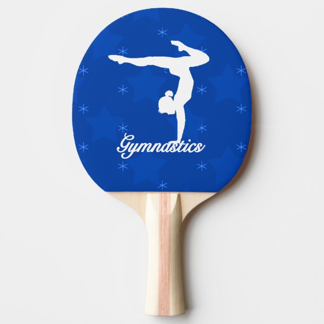 Gymnastik-Mädchen-blaue Sterne Tischtennis Schläger (Vorderseite)