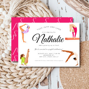 Gymnastik Mädchen Geburtstagsparty Einladung