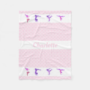 Gymnastik Mädchen Personalisiert Name Rosa Quatre Fleecedecke