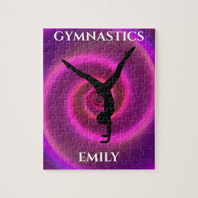 Gymnastik Mädchen Rätsel mit dem Namen des Kindes. Puzzle (Vertikal)