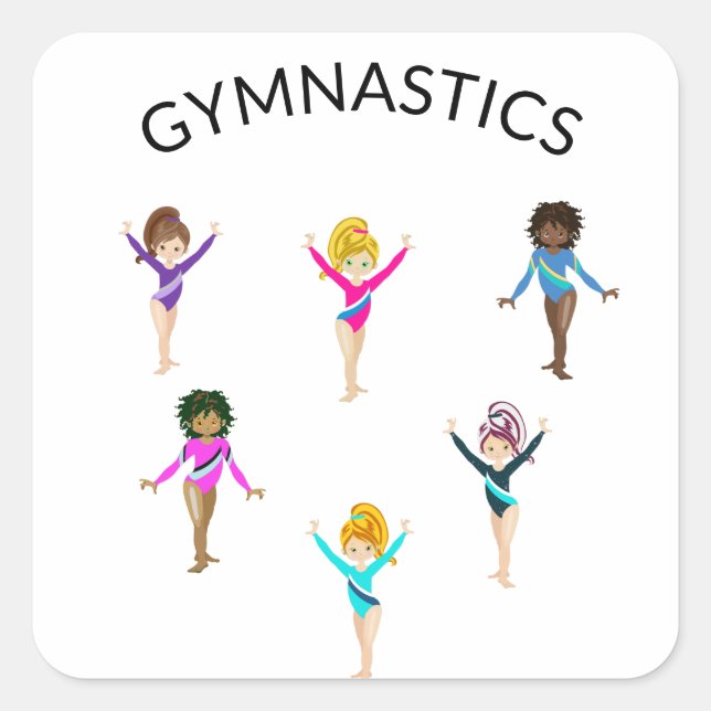 Gymnastik Mädchen Sticker mit 6 Gymnast! (Vorderseite)