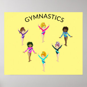 Gymnastik Mädchenposter mit 6 Gymnast Poster