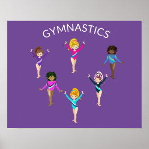 Gymnastik Mädchenposter mit 6 Gymnast Poster