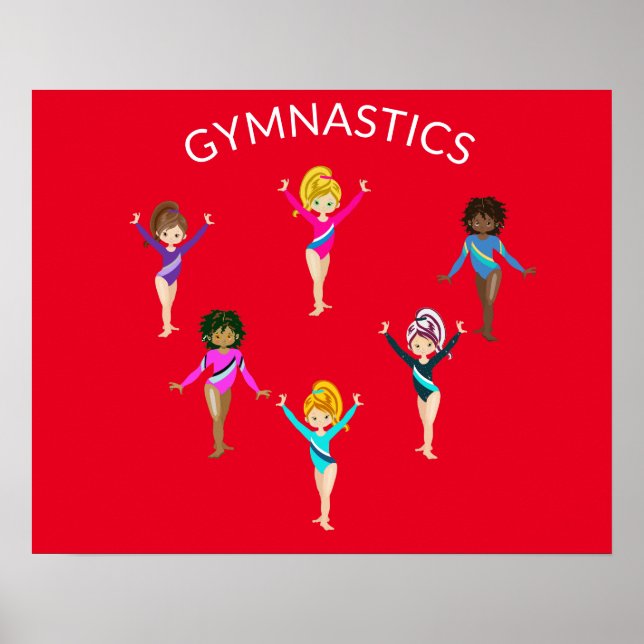Gymnastik Mädchenposter mit 6 Gymnast Poster (Vorne)
