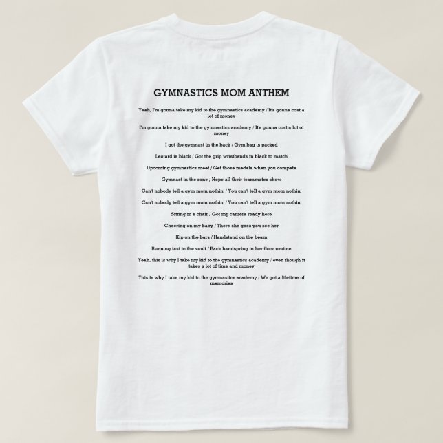 Gymnastik Mama Anthem - Gymnastik Remix der Altsta T-Shirt (Design Rückseite)
