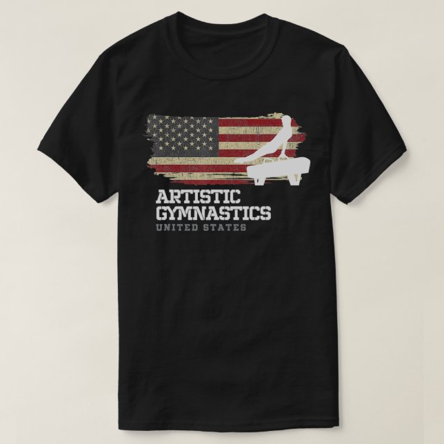 Gymnastik Mens Gymnast American Flag Artistic Gym T-Shirt (Design vorne)