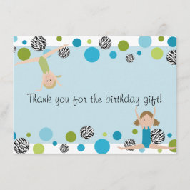 Gymnastik-Party-Ebene danken Ihnen, Aqua und Grün Dankeskarte