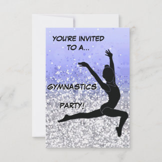 Gymnastik Party Einladung Lila Silberpfeiler