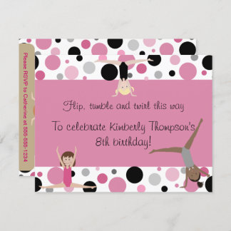 Gymnastik-Party in rosa, im Grau u. im Schwarzen Einladung