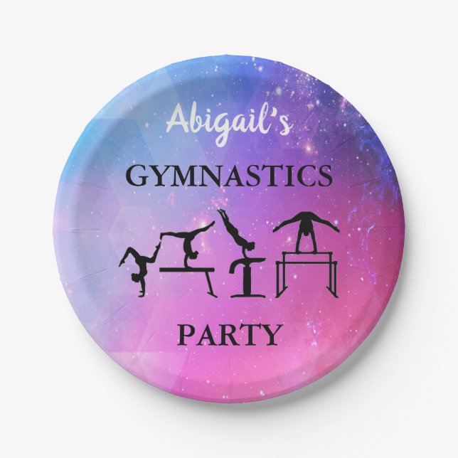 Gymnastik Party Papier Teller mit ihrem Namen! (Vorderseite)